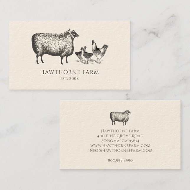 Rustic Vintage Farm Chickens Sheep Farm Animals  Business Card (Front/Back)