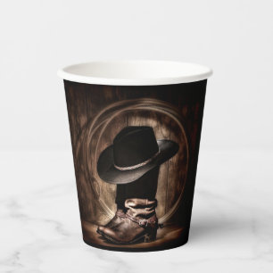 rustic vintage farm cowboy boots western country paper cups