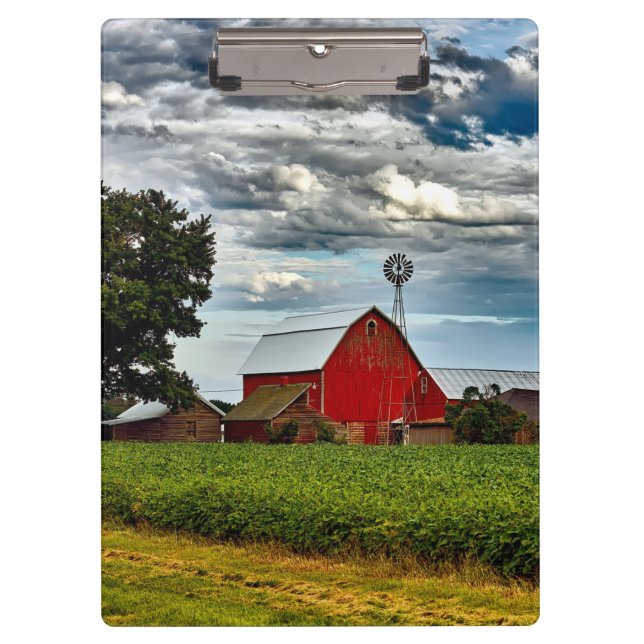 Rustic Vintage Farm Growing Soybeans Clipboard (Front)
