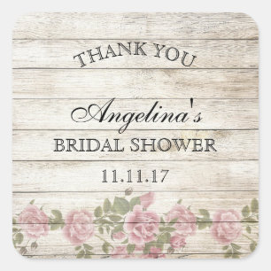 Rustic Vintage Floral Bridal Shower Thank You Square Sticker