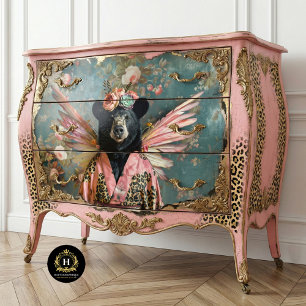 Rustic Vintage Floral Crown Queen Bear Decoupage Tissue Paper