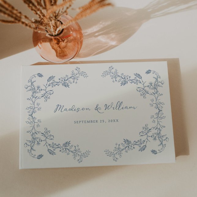 Rustic Vintage Floral Frame Wedding Guest Book (Creator Uploaded)