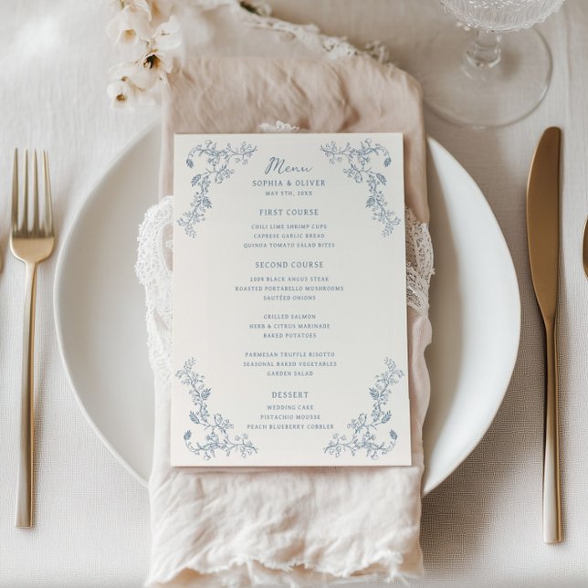 Rustic Vintage Floral Frame Wedding Menu (Creator Uploaded)