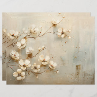 Rustic Vintage Floral Junk Journal Paper Sheet