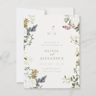Rustic Vintage Floral Line Art Arch Wedding Invita Postcard
