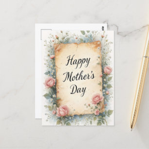 Rustic Vintage Floral Mothers Day Mum Postcard
