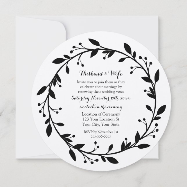 Rustic Vintage Floral Vow Renewal Invitation (Back)