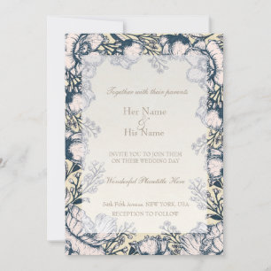 Rustic Vintage Flower Floral Wedding Invitation