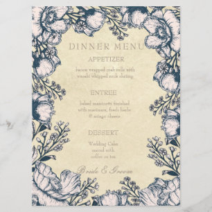Rustic Vintage Flower Floral Wedding Menu