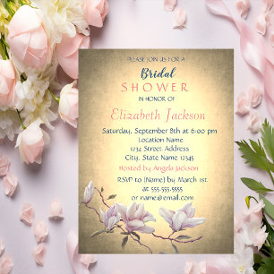 Rustic Vintage  Flower,Magnolia  Bridal Shower Invitation