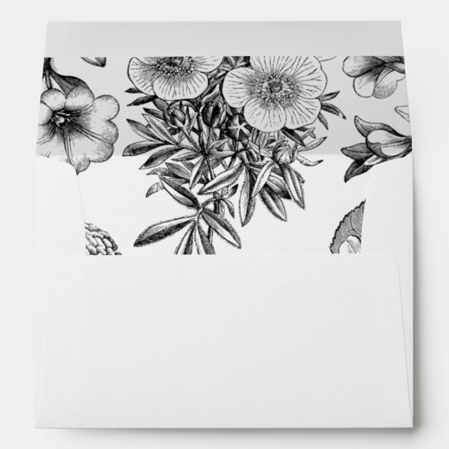 Rustic Vintage Flowers 5x7 Wedding Invitation Envelope (Back (Bottom))