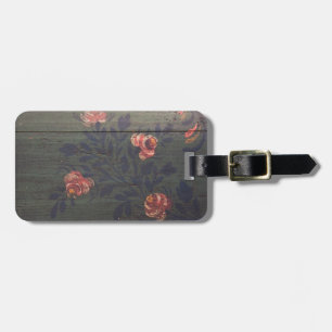 Rustic vintage flowers luggage tag