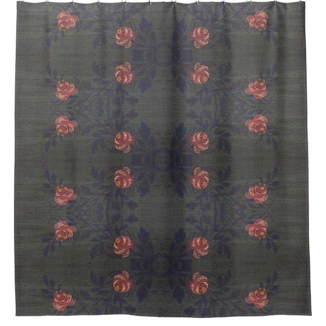 Rustic vintage flowers shower curtain (Front)