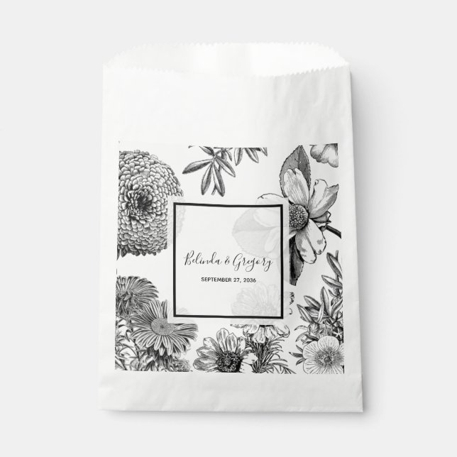 Rustic Vintage Flowers Wedding  Favour Bags (Front)
