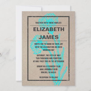 Rustic Vintage Flowers Wedding Invitations