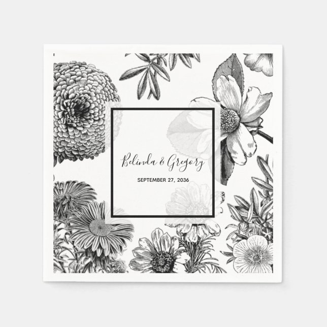 Rustic Vintage Flowers Wedding  Napkin (Front)