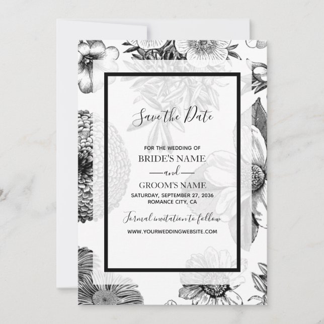 Rustic Vintage Flowers Wedding Save The Date (Front)