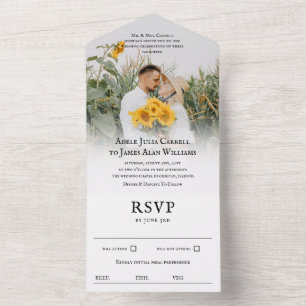 Rustic Vintage Font Photo Wedding All In One Invitation