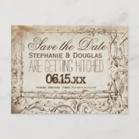Rustic Vintage Frame Save the Date Postcards