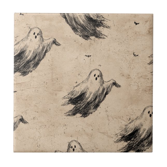 Rustic Vintage Ghost Pattern (2) Tile (Front)