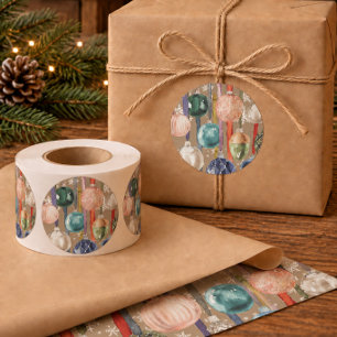 Rustic Vintage Glass Ornaments Hanging On Ribbon Classic Round Sticker