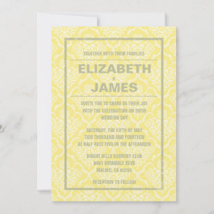 Rustic Vintage Gold Damask Wedding Invitations