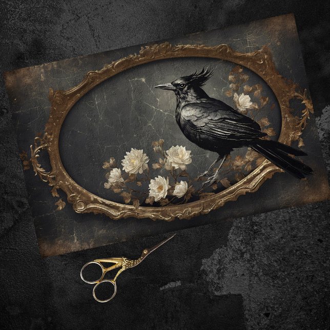 Rustic Vintage Gothic Crow Decoupage Tissue Paper (Creator Uploaded)