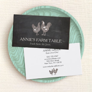 Rustic Vintage Hen and  Rooster Farm Business Card