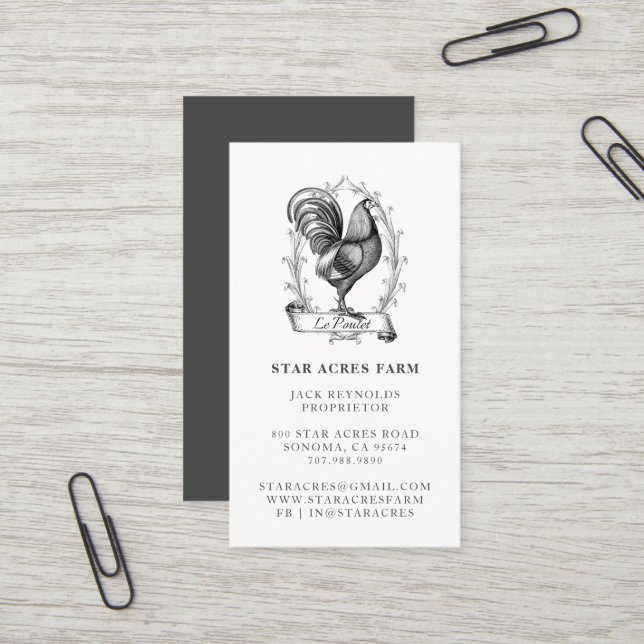 Rustic Vintage Hen Farm Business Card (Front/Back In Situ)