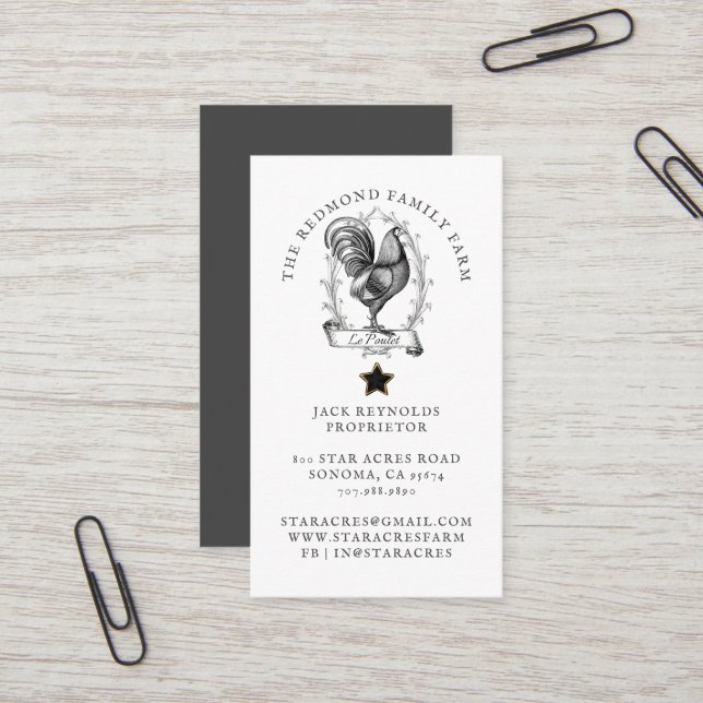 Rustic Vintage Hen | Farm Business Card (Front/Back In Situ)