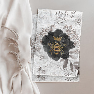 Rustic Vintage Honey Bees & Floral Roses Decoupage Tissue Paper
