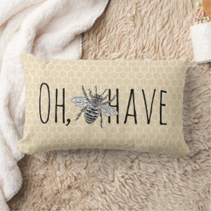 Rustic Vintage Honeycomb   Funny Oh Bee-Have Lumbar Cushion