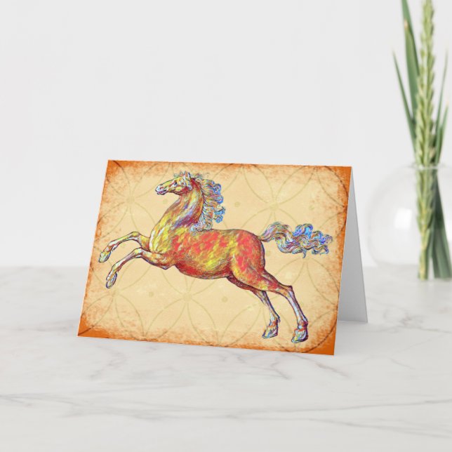 Rustic Vintage Illustrated Horse Art Note Card (Front)