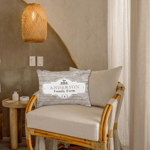 Rustic Vintage Label Border Family Farm Decorative Cushion