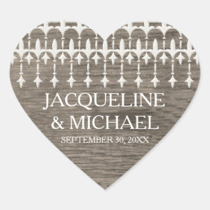 Rustic Vintage Lace Barn Wooden Heart Typography Sticker