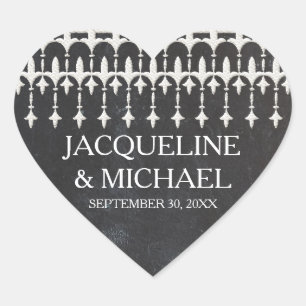 Rustic Vintage Lace Chalkboard Heart Typography Sticker