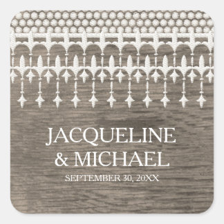Rustic Vintage Lace Chalkboard Script Typography Square Sticker