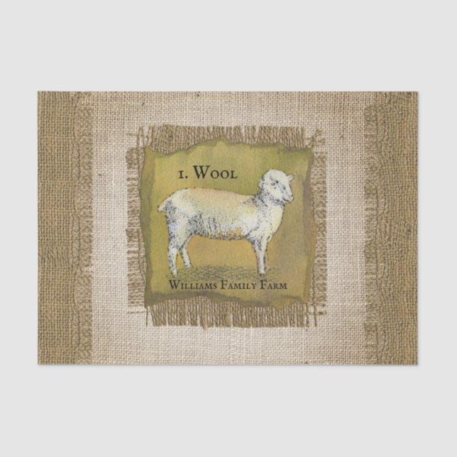 Rustic Vintage Lamb Burlap Pattern Tissue Paper (Front)