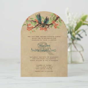 Rustic Vintage Love Birds Mediaeval Wedding Invitation