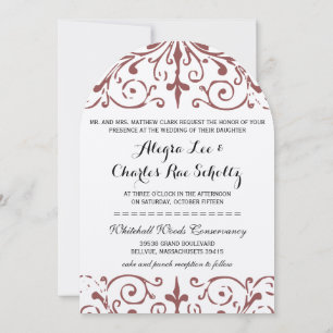 Rustic Vintage Marsala Wedding Arch Shape Invitation