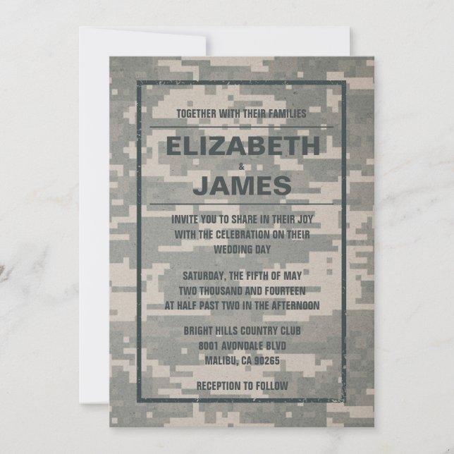 Rustic Vintage Military Wedding Invitations (Front)