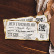 Rustic Vintage Movie Ticket with RSVP QR Code