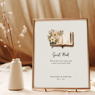 Rustic Vintage Neutral Wedding Guest Book Sign