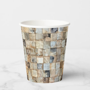 Rustic Vintage Newspaper Patchwork Collage (10) Paper Cups