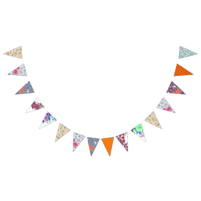 Rustic vintage ornamental floral pattern bunting  (All)