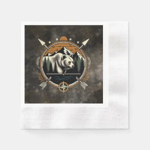 Rustic, vintage outdoorsman bear mountain napkin