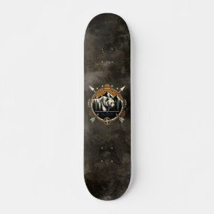 Rustic, vintage outdoorsman bear mountain skateboard