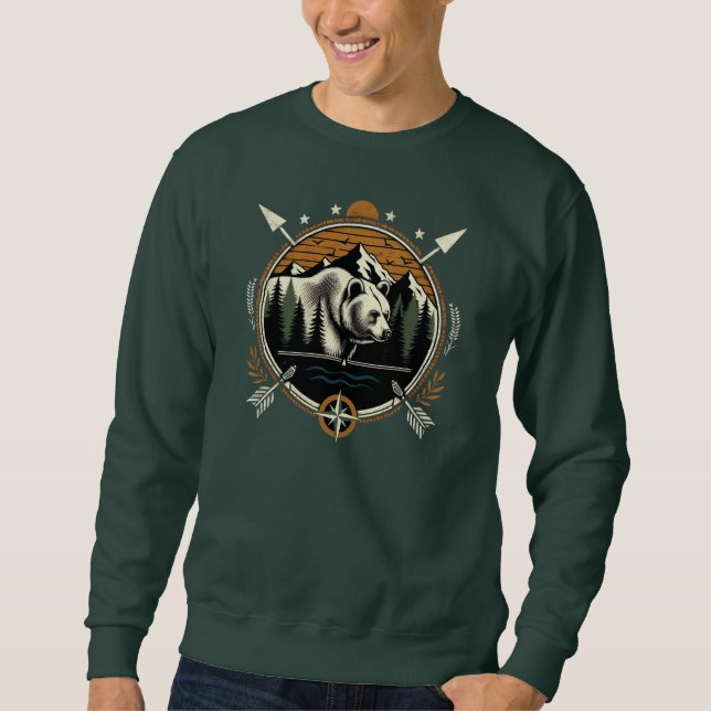Rustic, vintage outdoorsman bear mountain sweatshirt (Front)