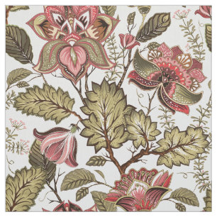 Rustic Vintage Paisley flower on creamy background Fabric