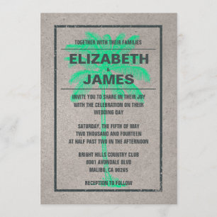 Rustic Vintage Palm Trees Wedding Invitations